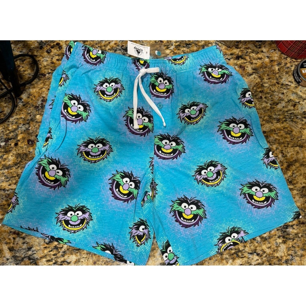 NWT Disney Animal Muppets men's sleep shorts size Medium With Pockets, Buttons